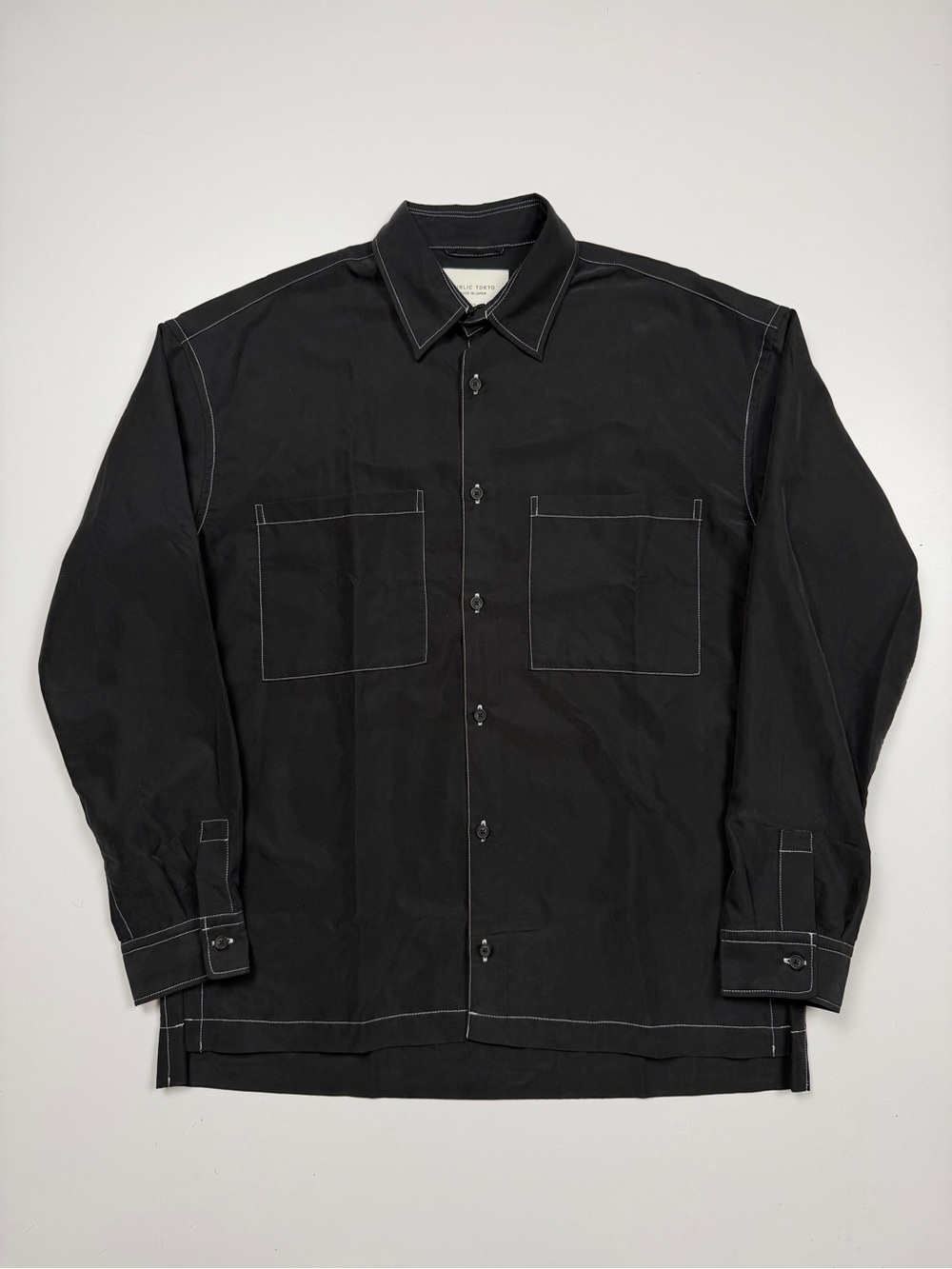 Public Tokyo Contrast Stitch Longsleeve Buttonup Shirt Mens 2 Medium Black